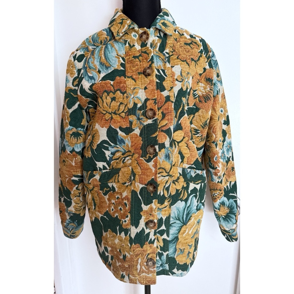 NWT Sézane Will Garden Flowers Jacquard Vintage Floral Pattern Jacket XS Sezane - Picture 2 of 9